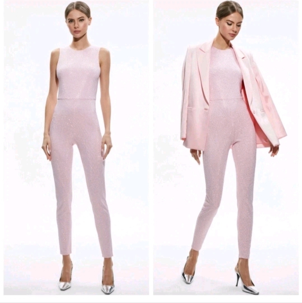 ALICE + OLIVIA FREDDIE CREWNECK EMBELLISHED CATSUIT $595 - Picture 7 of 15